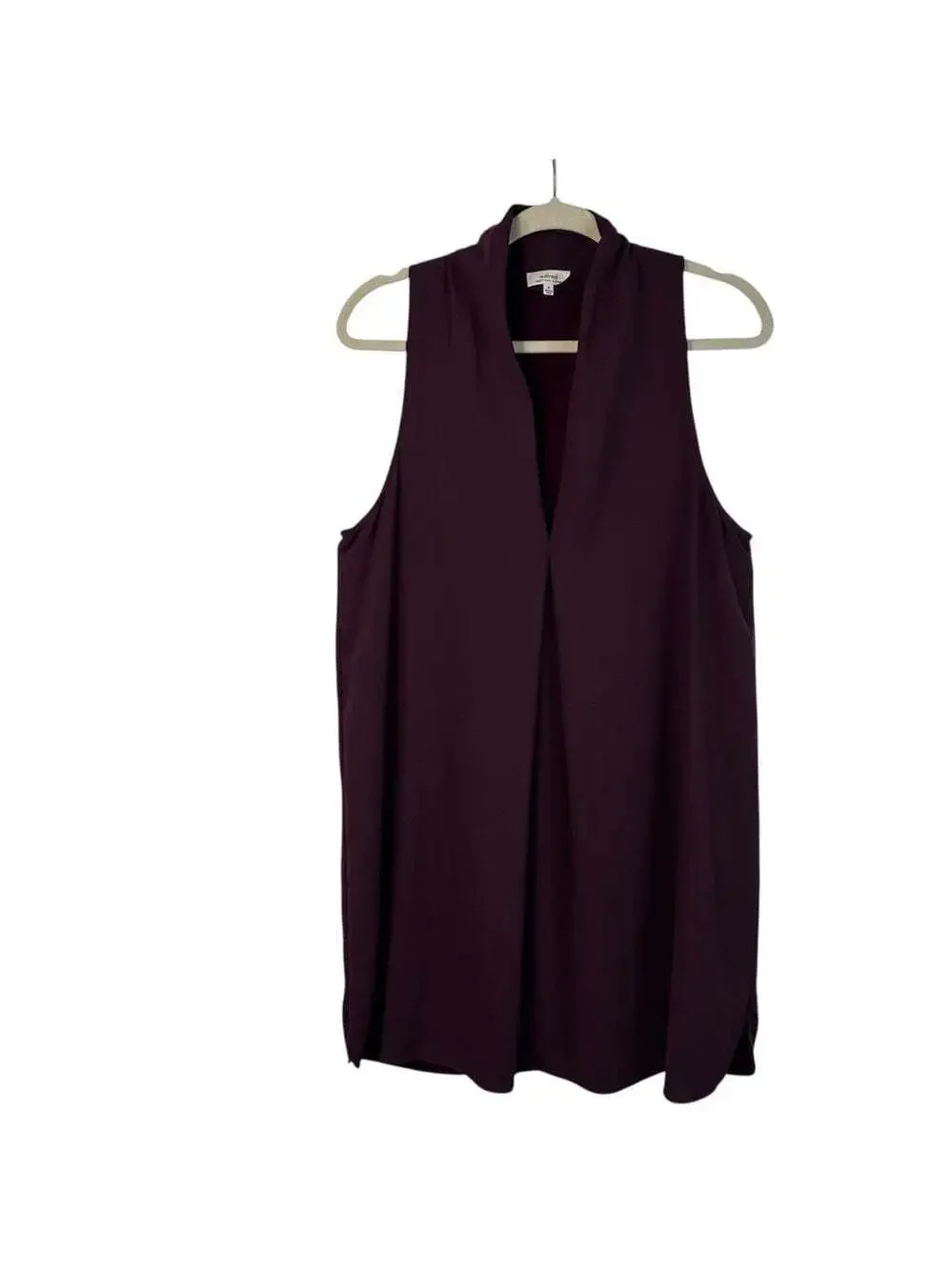 Aritzia Monge Dress Burgundy Sleeveless V Neck Silk Trim Midi Cocktail Party Med